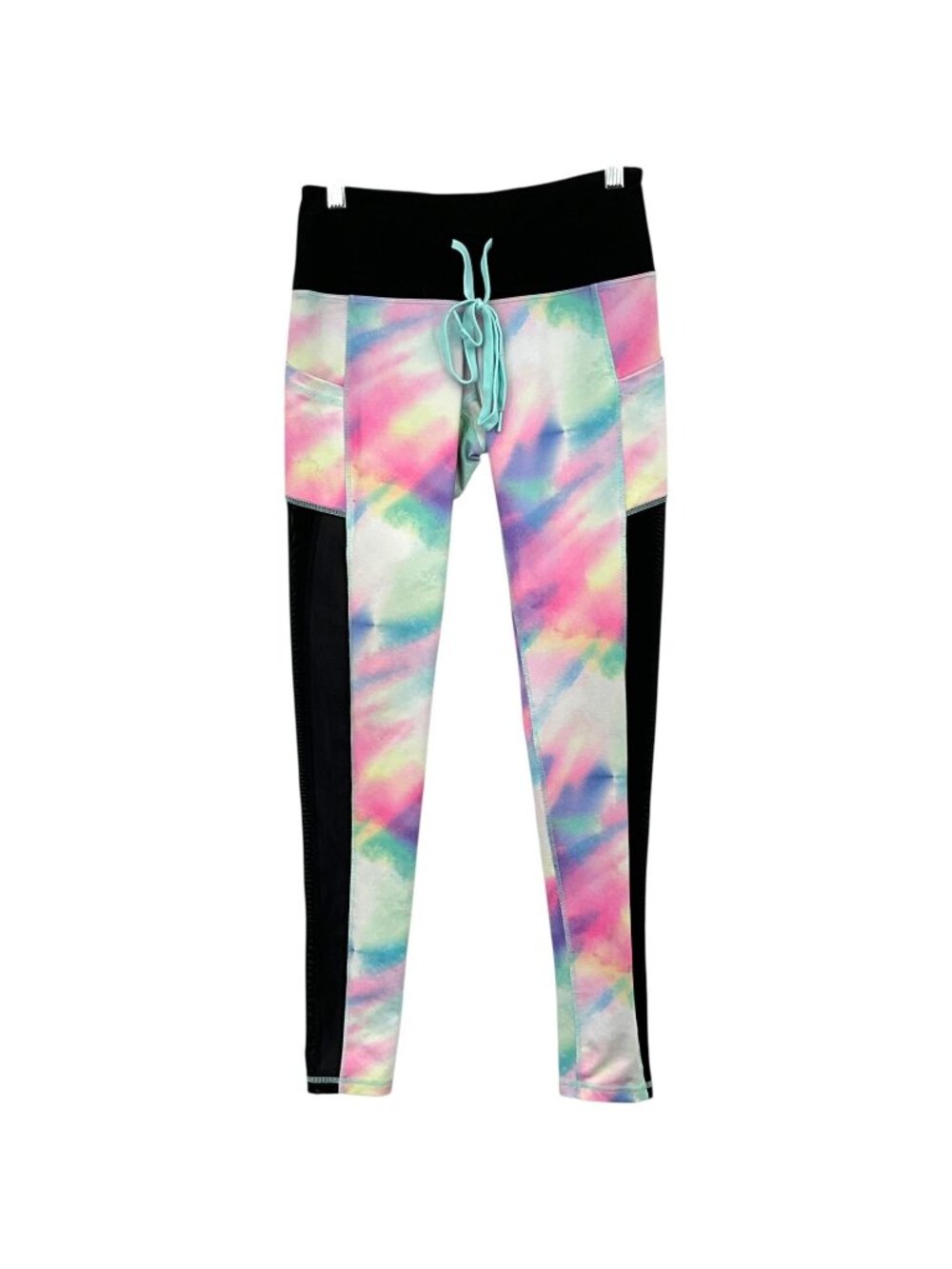 Popflex Draw The Line Mermaid Leggings Womens 4 Multicolor Drawstring Mesh